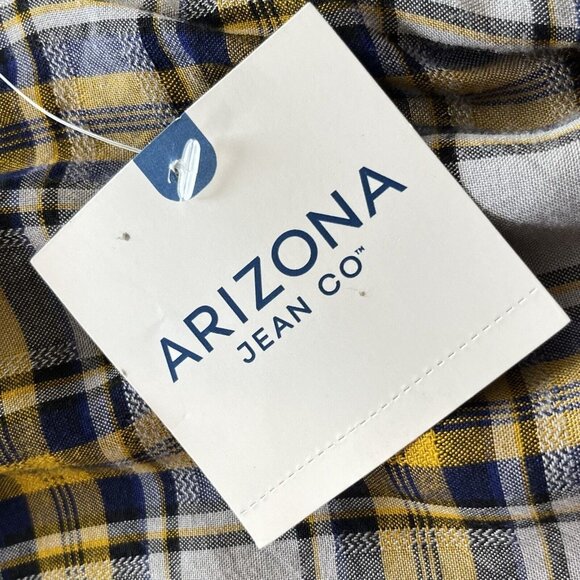 Arizona Jeans Wrap Shirt Top Womens Small Plaid Grey Yellow Blue New - Picture 9 of 10